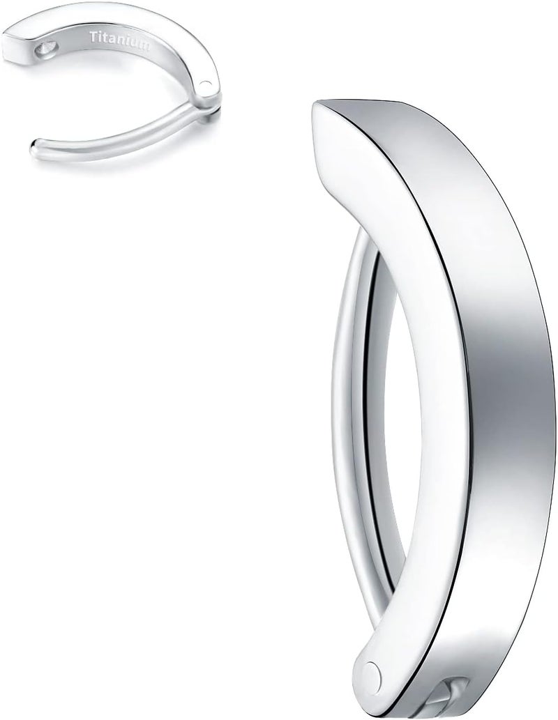 VOJO 14G G23 Titanium Clicker Belly Button Ring,10/12mm Reverse Curved Hoop Navel Barbell Piercing Jewelry - Image 1